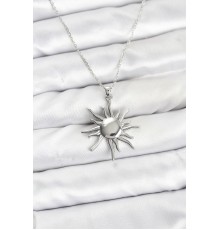 316L Çelik Zincir Gümüş Renk Güneş Model Kadın Kolye - TJ-BKO10900