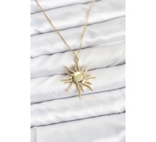 316L Çelik Zincir Gold Renk Güneş Model Kadın Kolye - TJ-BKO10901