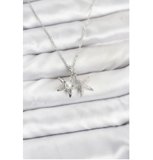316L Çelik Zincir Gümüş Renk Deniz Yıldızı Model Zirkon Taşlı Kadın Kolye - TJ-BKO10906