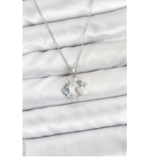 316L Çelik Zincir Gümüş Renk Deniz Tema Model Zirkon Taşlı Kadın Kolye - TJ-BKO10908