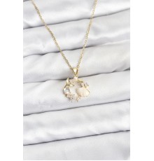 316L Çelik Zincir Gold Renk Deniz Tema Model Zirkon Taşlı Kadın Kolye - TJ-BKO10909