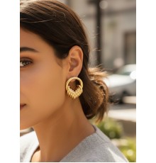 Pirinç Gold Renk Halka Sarmal Model Vintage Kadın Küpe - TJ-BKP11640