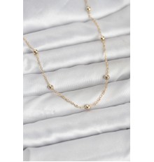 CM 14K Gold Renk Pirinç Top Zincirli 60 cm Kadın Kolye - TJ-BKO10940