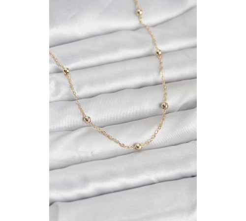 CM 14K Gold Renk Pirinç Top Zincirli 60 cm Kadın Kolye - TJ-BKO10940