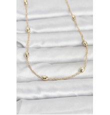 CM 14K Gold Renk Topçuklu Burgu Zincir Model 60 cm Kadın Kolye - TJ-BKO10963