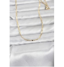 CM 14K Gold Renk Lazerli Yassı Model Zincirli 60 cm Kadın Kolye - TJ-BKO10966