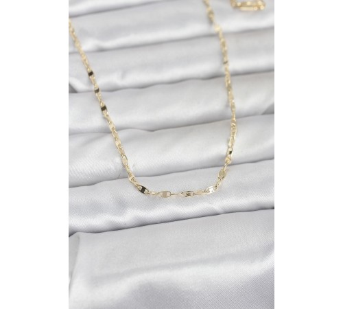 CM 14K Gold Renk Yassı Gemici Zincir Model 60 cm Kadın Kolye - TJ-BKO10967