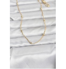 CM 14K Gold Renk Burgu ve Top Zincirli Model 60 cm Kadın Kolye - TJ-BKO10975