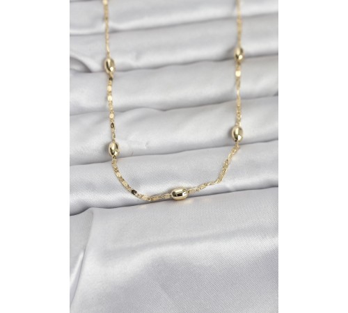 CM 14K Gold Renk Damla Topçuklu Zincir Model 60 cm Kadın Kolye - TJ-BKO10977