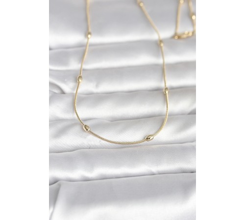 CM 14K Gold Renk Yılan Zincirli Damla Topçuk Model 60 cm Kadın Kolye - TJ-BKO10990