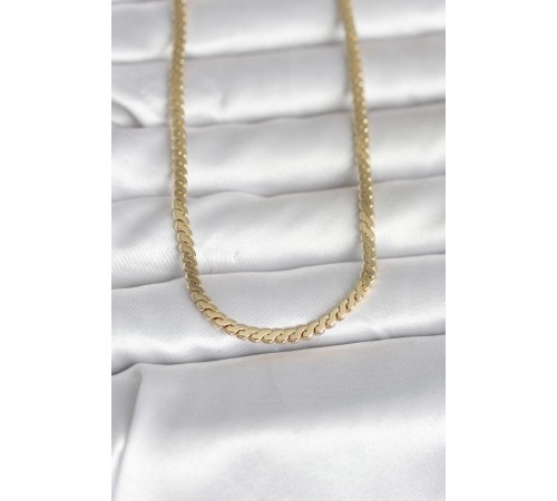 CM 14K Gold Renk Yassı Ezme Zincir Model 60 cm Kadın Kolye - TJ-BKO10996