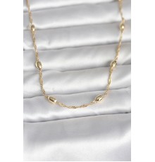 CM 14K Gold Renk Burgu Zincirli Damla Topçuk Model 45 cm Kadın Kolye - TJ-BKO11001