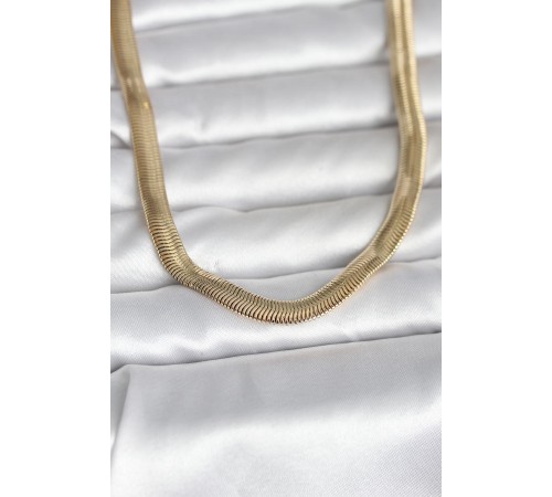 CM 14K Gold Renk Kalın Yassı Yılan Zincir Model 45 cm Kadın Kolye - TJ-BKO11006