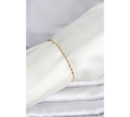 CM 14K Gold Renk Yassı Ezme Burgu Model Kadın Bileklik - TJ-BB8282
