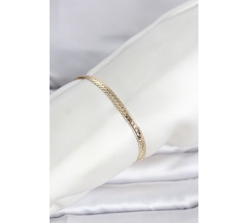 CM 14K Gold Renk Lazerli Yassı Zincir Model Kadın Bileklik - TJ-BB8295