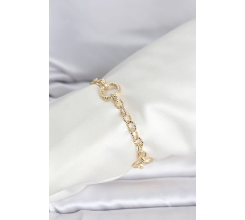 CM 14K Gold Renk Lazerli Halka Model Kadın Bileklik - TJ-BB8300