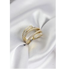Sarmal Zirkon Baget Taşlı Gold Renk Kadın Yüzük - TJ-BYK3930