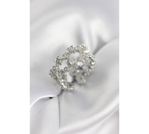 Zirkon Taşlı 2'li Model Gümüş Renk Kadın Yüzük - TJ-BYK3935