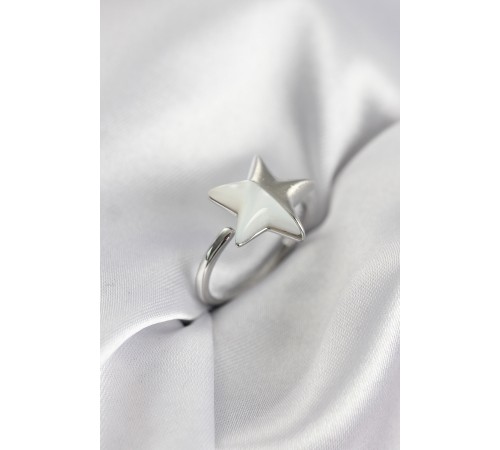 Gümüş Renk Sedefli Yıldız Model Kadın Yüzük - TJ-BYK3939