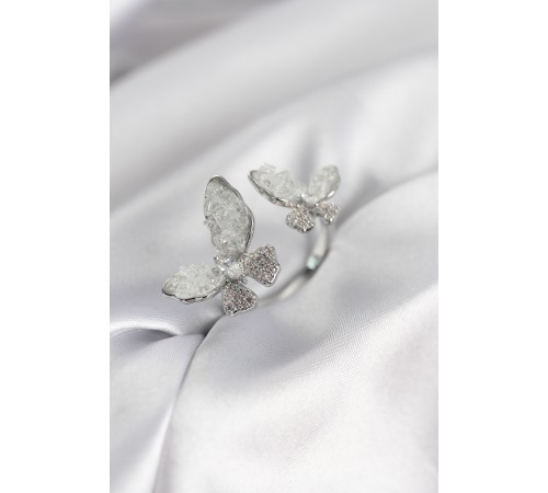 Gümüş Renk Beyaz Model Zirkon Taşlı Kadın Yüzük - TJ-BYK3943