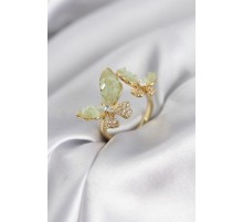 Gold Renk Su Yeşili Model Zirkon Taşlı Kadın Yüzük - TJ-BYK3948