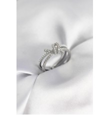 Gümüş Renk İncili Zirkon Taşlı Düğüm Kadın Yüzük - TJ-BYK3949