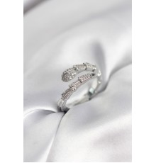 Gümüş Renk Zirkon Taşlı Yılan Model Kadın Yüzük - TJ-BYK3950