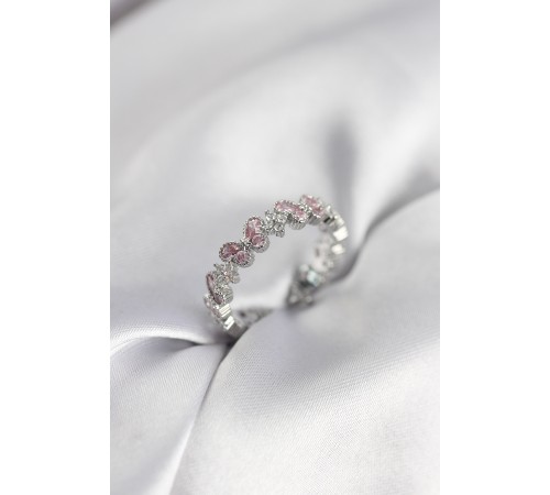 Pembe Zirkon Taşlı Model Kadın Yüzük - TJ-BYK3951