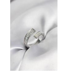 Gümüş Renk Sedefli Baget Zirkon Taşlı Kadın Yüzük - TJ-BYK3952