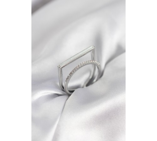 Gümüş Renk Sedefli Zirkon Taşlı 2'li Kadın Yüzük - TJ-BYK3956