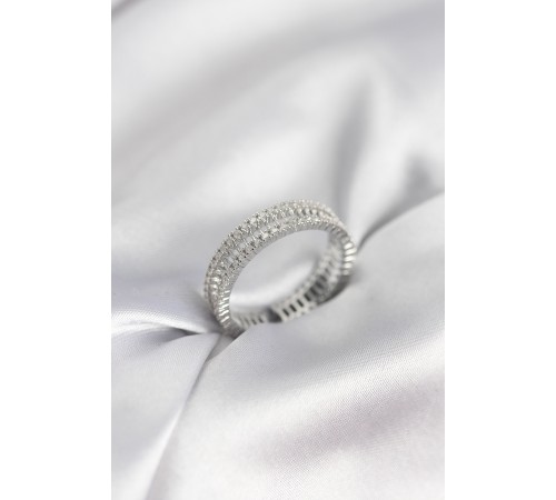 Gümüş Renk Minimal Zirkon Taşlı Kadın Yüzük - TJ-BYK3958