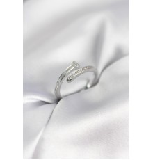Zirkon Taşlı Gümüş Renk Yassı Çivi Model Kadın Yüzük - TJ-BYK3962