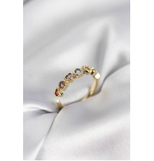 Gold Renk Kalp Model Renkli Zirkon Taşlı Kadın Yüzük - TJ-BYK3963