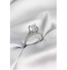 Gümüş Renk Tek Taş Model Zirkon Taşlı Kadın Yüzük - TJ-BYK3966