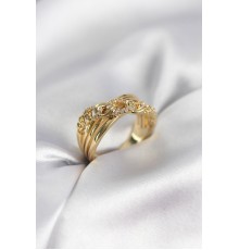 Gold Renk Zirkon Taşlı Zincir Model Kadın Yüzük - TJ-BYK3971