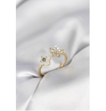 Gold Renk Sedefli Çiçek Model Kadın Yüzük - TJ-BYK3981