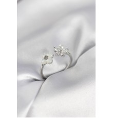 Gümüş Renk Sedefli Çiçek Model Kadın Yüzük - TJ-BYK3982