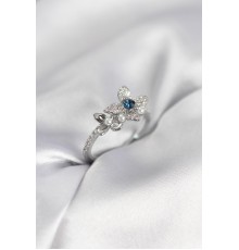 Gümüş Renk Çiçek Model Zirkon Taşlı Kadın Yüzük - TJ-BYK3984