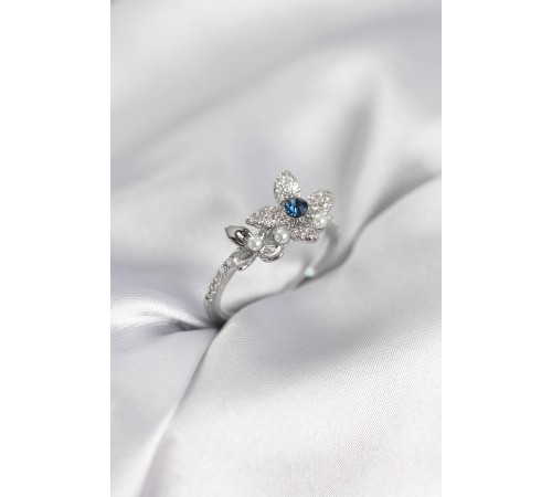 Gümüş Renk Çiçek Model Zirkon Taşlı Kadın Yüzük - TJ-BYK3984