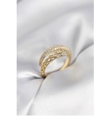 Gold Renk Zirkon Taşlı Sarmal Kadın Yüzük - TJ-BYK3985