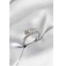 Yılan Model Gümüş Renk Zirkon Taşlı Kadın Yüzük - TJ-BYK3990