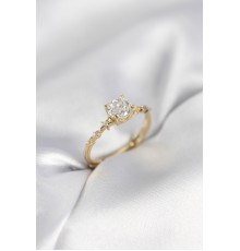 Tek Taş Model Zirkon Taşlı Gold Renk Kadın Yüzük - TJ-BYK3993