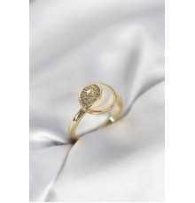 Ay Yıldız Model Gold Renk Zirkon Taşlı Kadın Yüzük - TJ-BYK3995