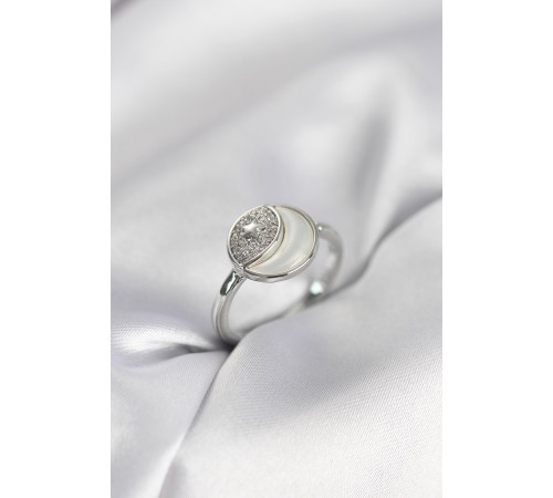 Ay Yıldız Model Gümüş Renk Zirkon Taşlı Kadın Yüzük - TJ-BYK3996