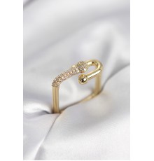 Gold Renk Zirkon Taşlı Tifani Model Kare Kadın Yüzük - TJ-BYK4001