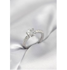 Tek Taş Model Zirkon Taşlı Gümüş Renk Kadın Yüzük - TJ-BYK4017