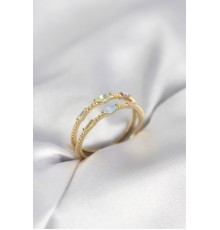 Gold Renk Karışık Renk Zirkon Taşlı Kadın Yüzük - TJ-BYK4020