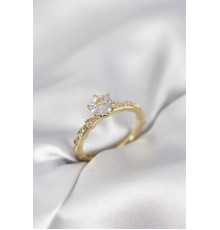 Gold Renk Zirkon Taşlı Tek Taş Model Kadın Yüzük - TJ-BYK4026