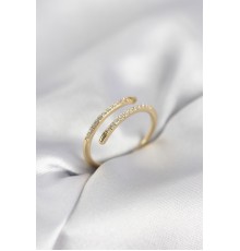 Gold Renk Yılan Kuyruk Model Zirkon Taşlı Kadın Yüzük - TJ-BYK4028