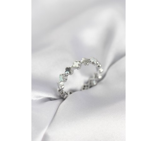 Gümüş Renk Sedefli Yonca Model Kadın Yüzük - TJ-BYK4029